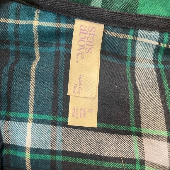 NWT Stars Above size small plaid green button up pajama shirt - Picture 5 of 12